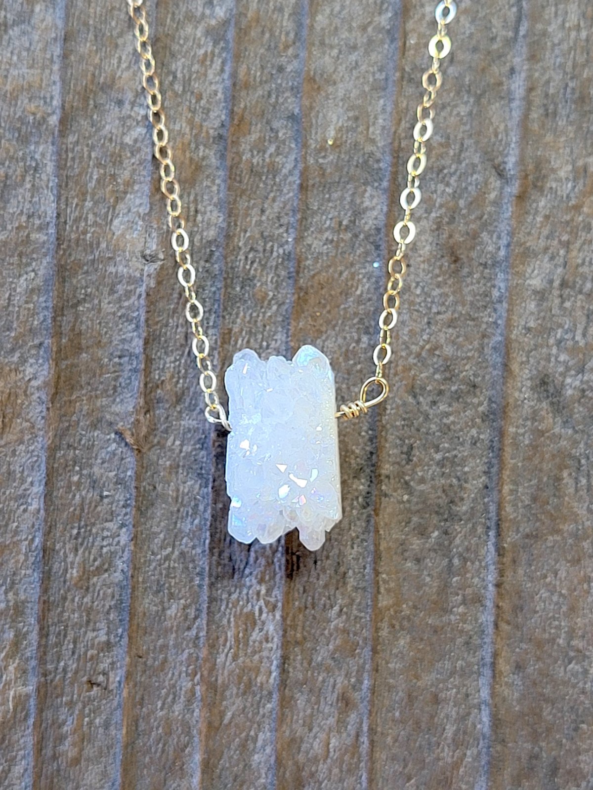 A Blonde and Her Bag Gold White Stalactite Druzy Necklace | Verishop