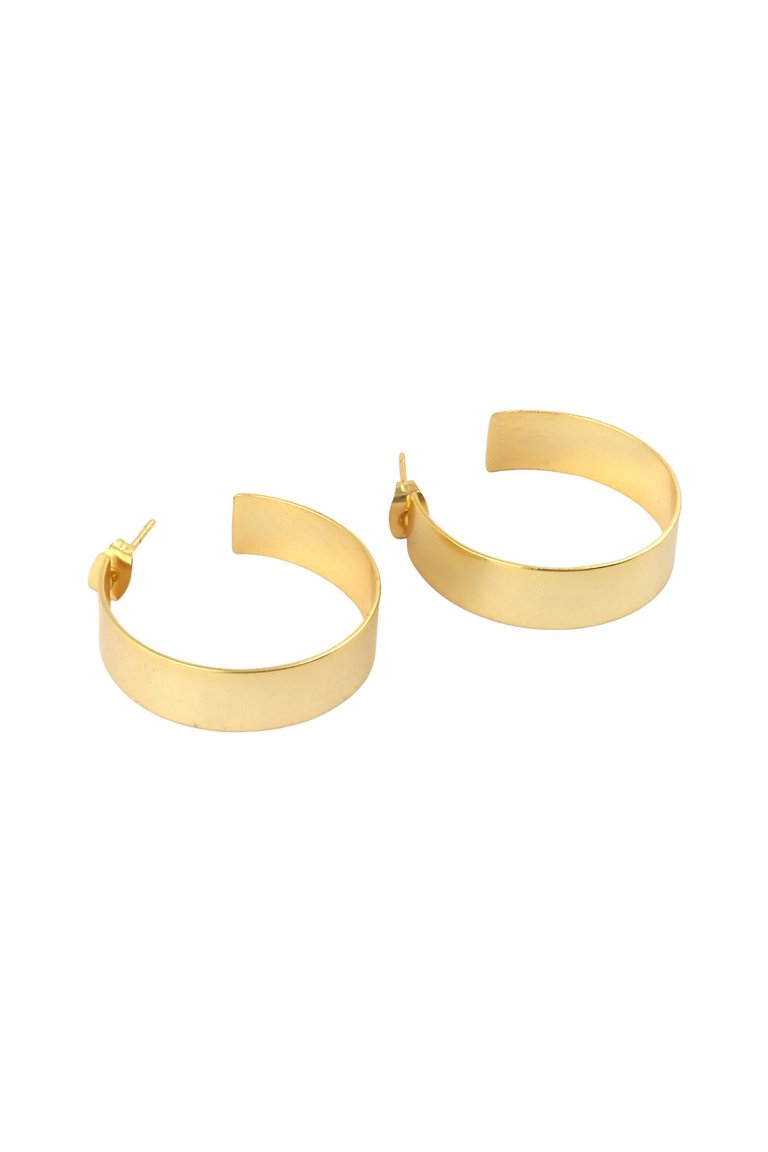 Wide Gold Hoop Earrings - Gold