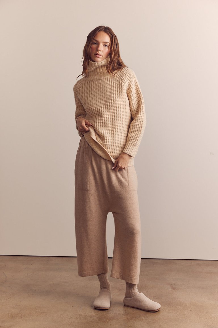 Cashmere Wool Blended Knit Baggy Pants