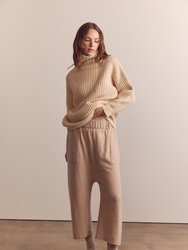 Cashmere Wool Blended Knit Baggy Pants - Oatmeal