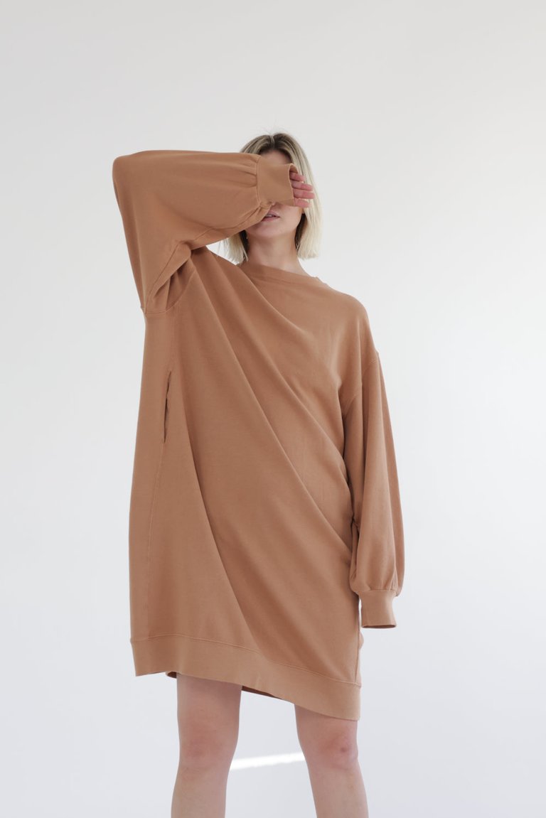 Garment Dye Cotton-Terry Sweatshirt Dress - Hazel