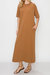 Garment Dye Half Sleeve  T Shirt Maxi Dress - Earth