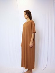 Garment Dye Half Sleeve  T Shirt Maxi Dress - Earth