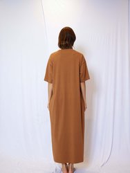 Garment Dye Half Sleeve  T Shirt Maxi Dress - Earth