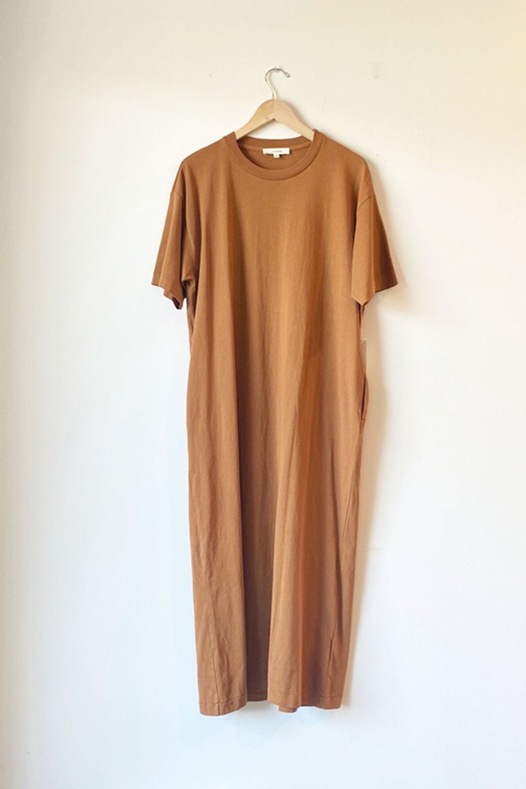 Garment Dye Half Sleeve  T Shirt Maxi Dress - Earth - Earth