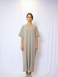 Garment Dye Half Sleeve T Shirt Maxi Dress - Taupe Grey - Taupe grey