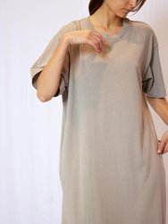 Garment Dye Half Sleeve T Shirt Maxi Dress - Taupe Grey