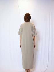 Garment Dye Half Sleeve T Shirt Maxi Dress - Taupe Grey