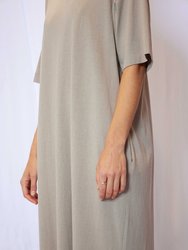 Garment Dye Half Sleeve T Shirt Maxi Dress - Taupe Grey