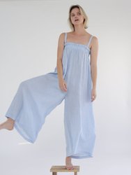 Gingham Linen Wide Leg Jumpsuit