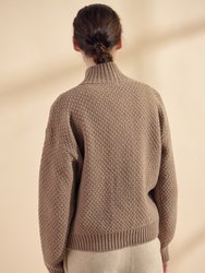 High Neck Wool Sweater Cardigan