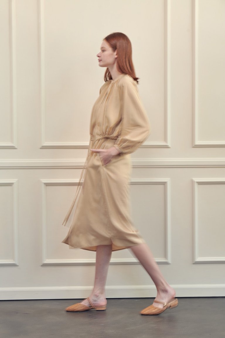 Layered Long Tencel Shirts Dress - Safari