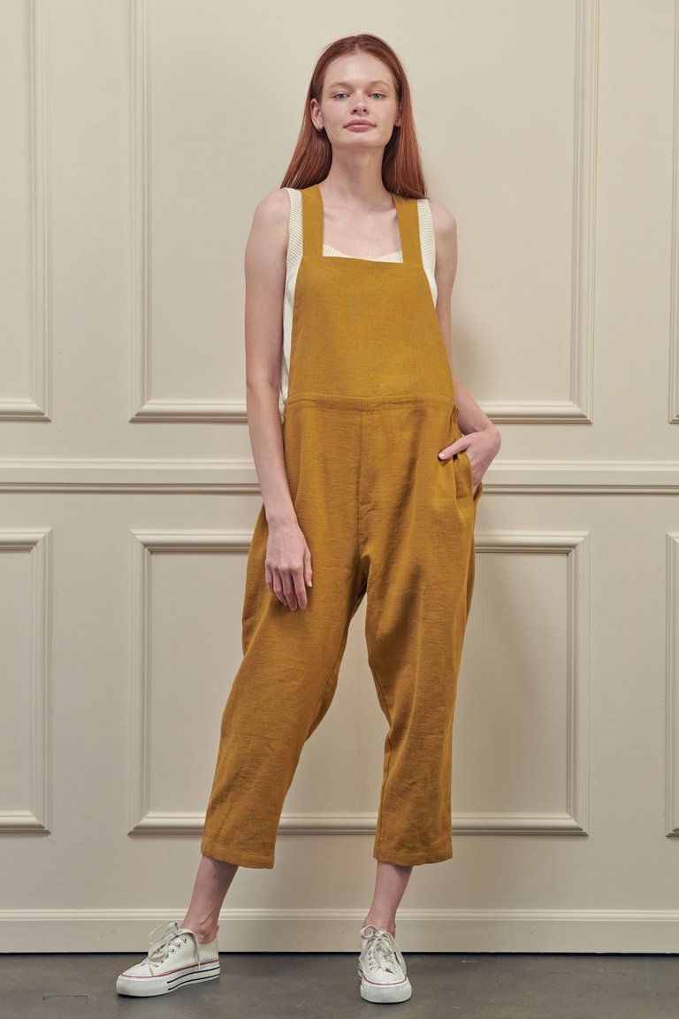 Linen Overall Pants - Mustard