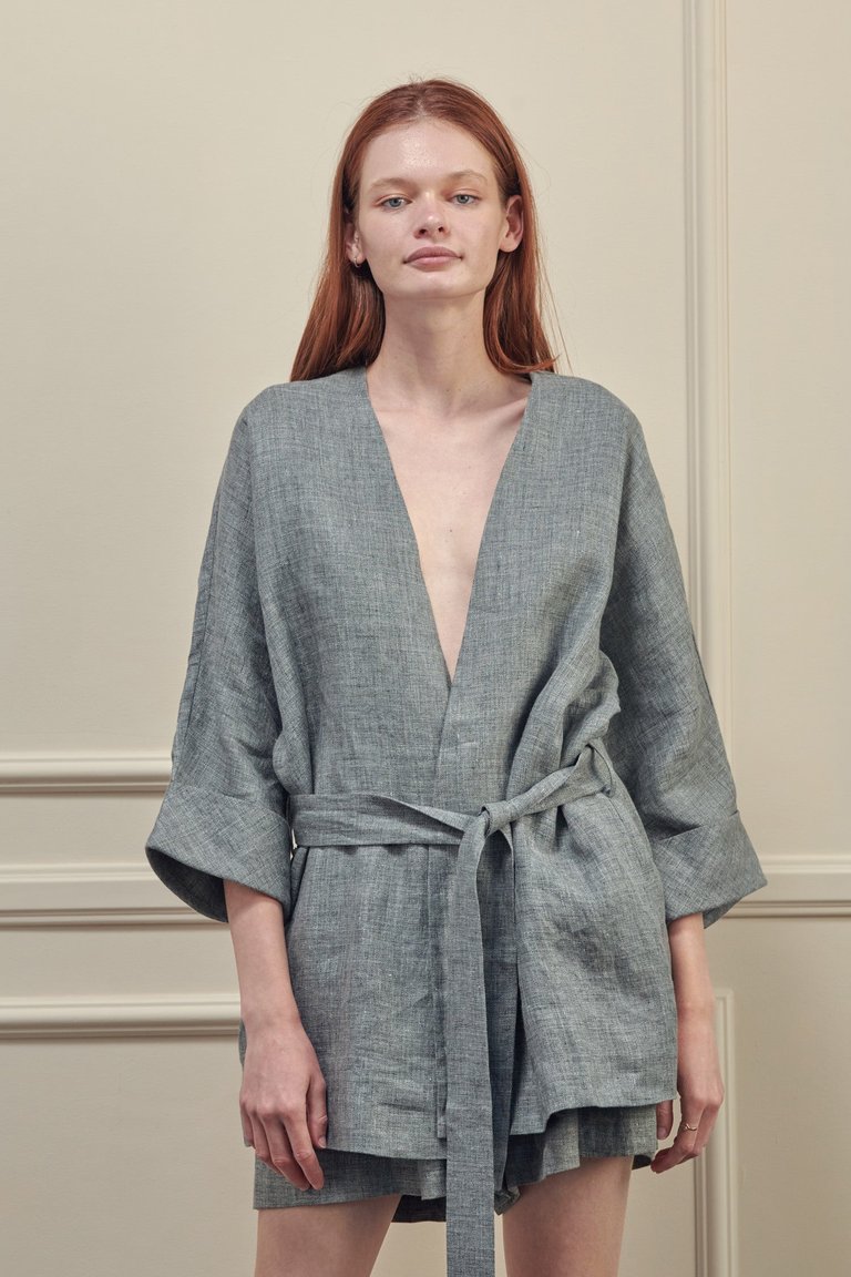 Linen Robe Jacket - Charcoal