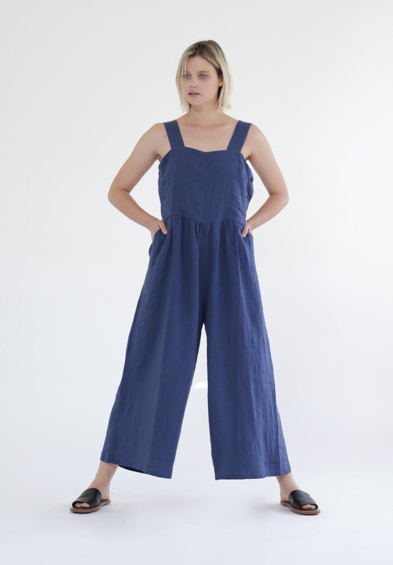 Linen Strap Jumpsuit - Moonlight