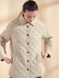 Quilted Button Down Shirts Jacket - Oatmeal