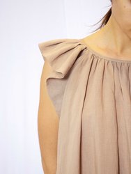 Ruffle Short Sleeve Back Tie Midi Dress