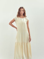 Short Sleeve Tiered Midi Dress - Vanilla
