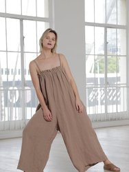 Strap Wide Leg Linen Tencel Jumpsuit