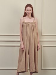 Strap Wide Leg Linen Tencel Jumpsuit