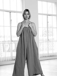 Strap Wide Leg Linen Tencel Jumpsuit