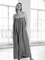 Strap Wide Leg Linen Tencel Jumpsuit