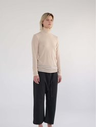 Wool Blend Lightweight Turtle Neck Sweater - Sand