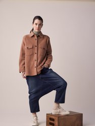 Wool Blend Shirts Jacket - Brown