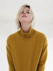 Wool Turtleneck Long Sleeve Sweater - Mustard