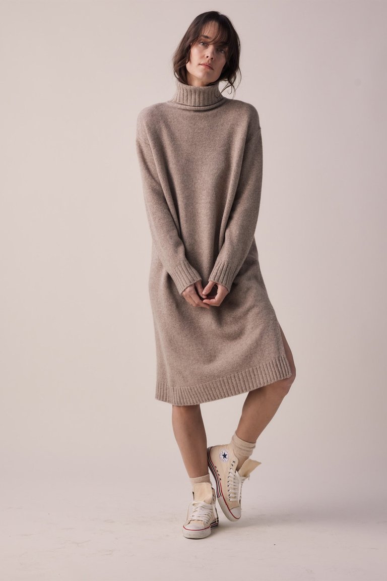 Wool Turtleneck Midi Dress