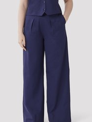 The Wool Wide Leg Pant - Indigo - Indigo