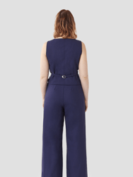 The Wool Wide Leg Pant - Indigo