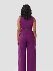 The Wool Wide Leg Pant - Plum