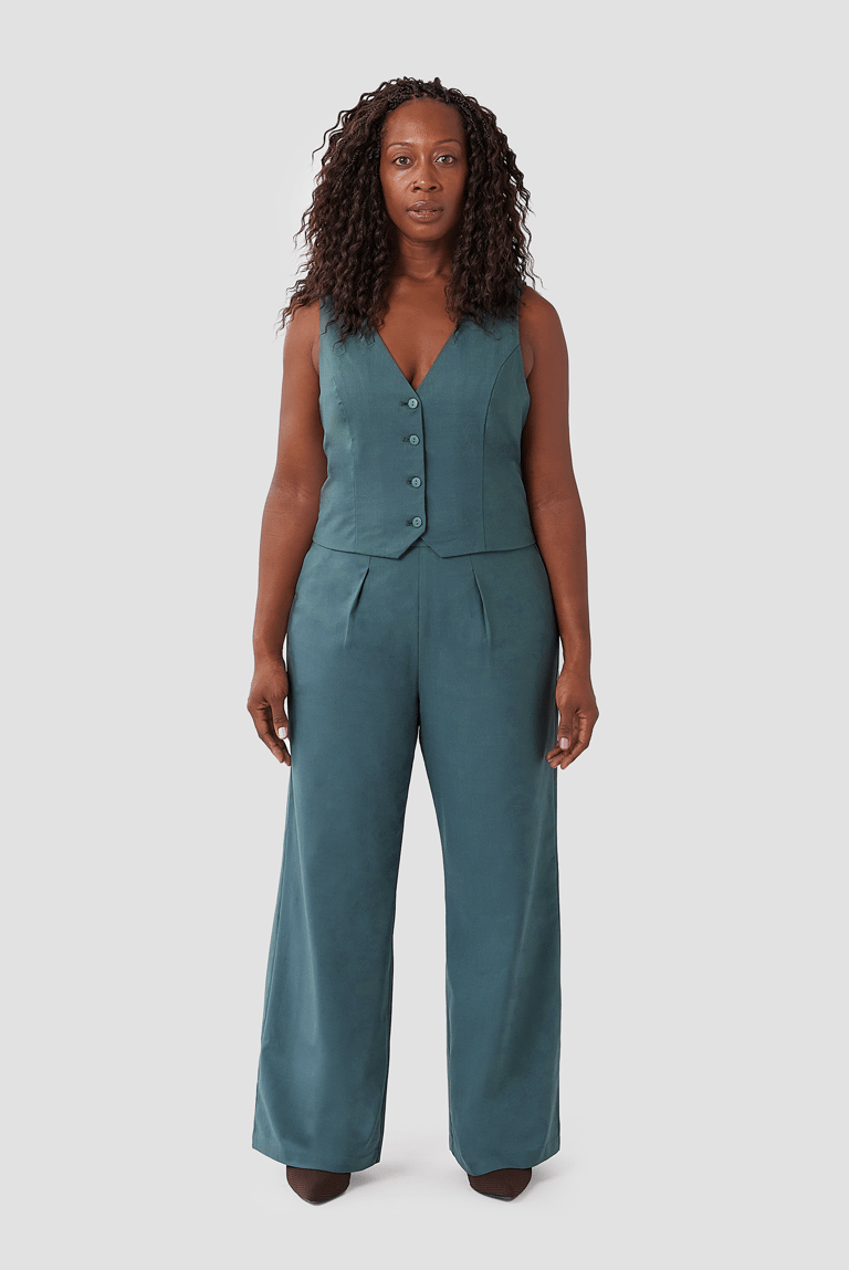 The Wool Wide Leg Pant - Storm