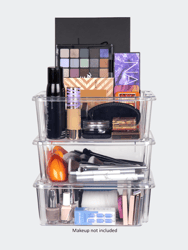 6842ABD Stackable Cosmetic Storage Bins 3 Pack - Clear