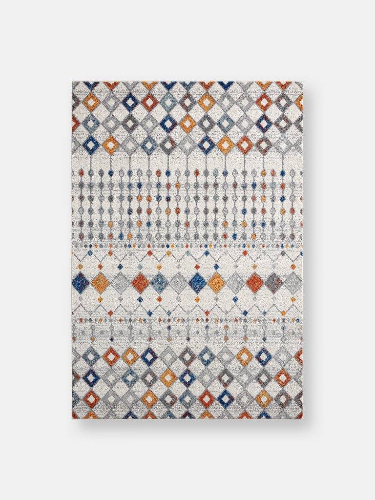 Abani Casa Moroccan Multi-Color Area Rug - Ivory / Grey