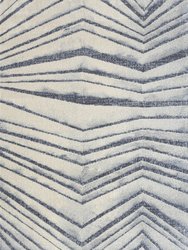 Abani Cruz Contemporary Geometric Linear Area Rug - Cream / Blue