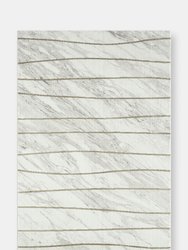 Abani Luna Contemporary Marble  Striped Area Rug - Ivory