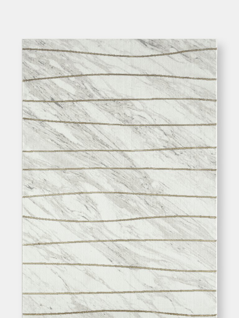 Abani Luna Contemporary Marble  Striped Area Rug - Ivory