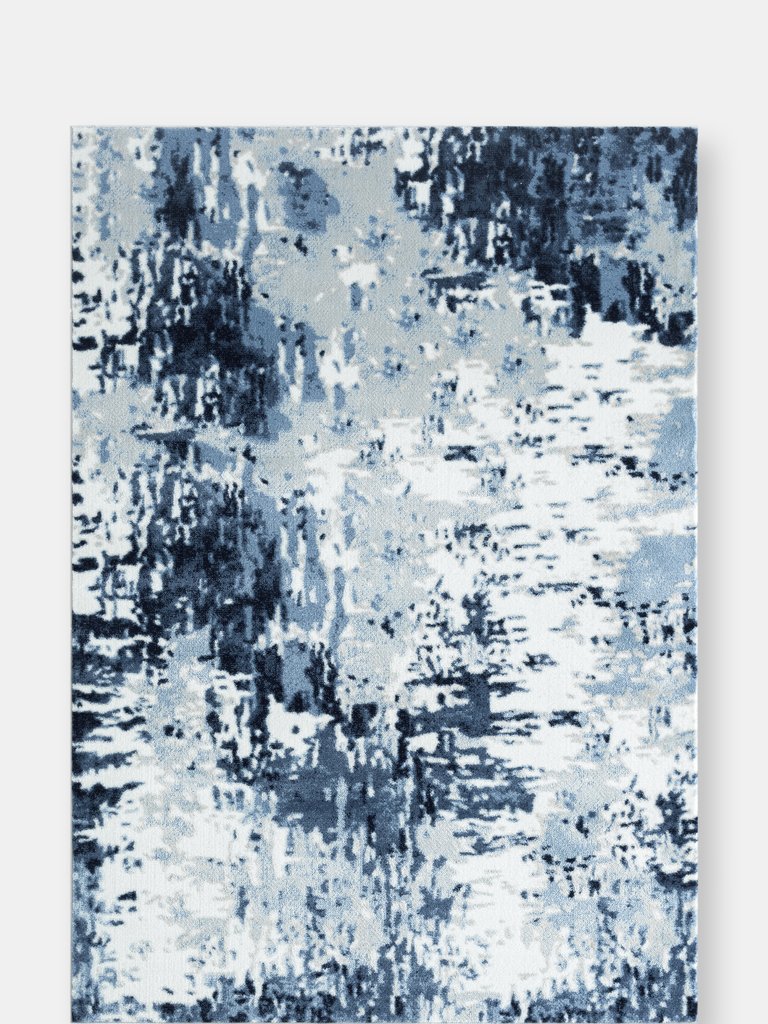 Arto Contemporary Distressed Area Rug - Blue