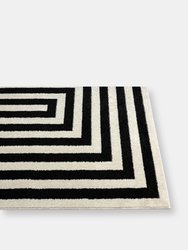 Casa Cas120A Contemporary Black and Ivory Rectangular Area Rug