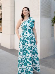 Caroline One-Shoulder Gown Emerald Le Jardin