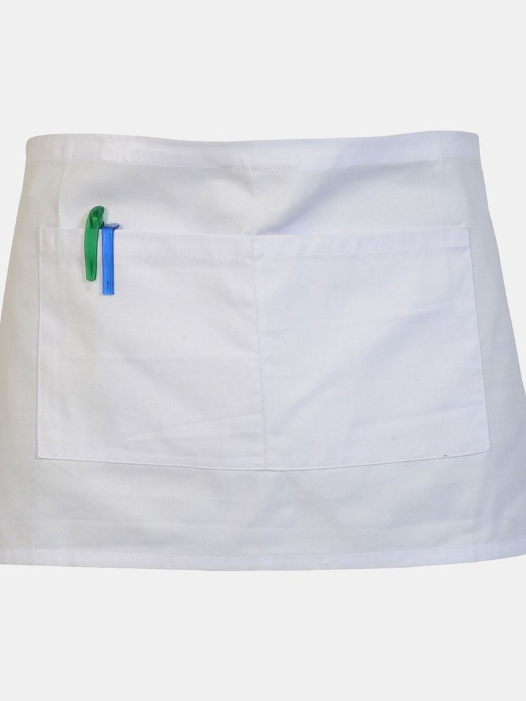 Absolute Apparel Adults Workwear Waist Apron With Pocket (Pack of 2) (White) (One Size) (One Size) - White
