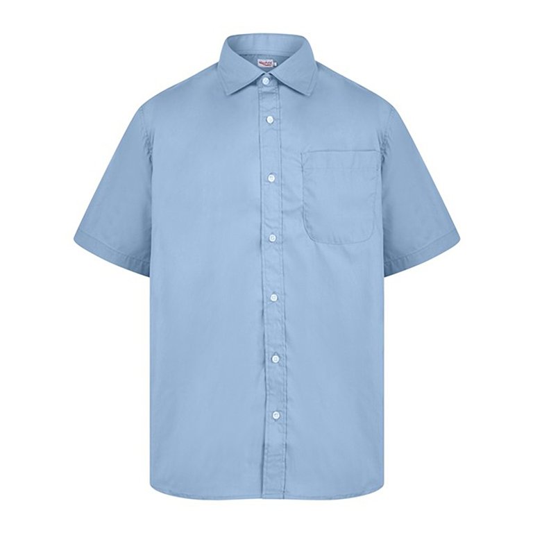 Absolute Apparel Mens Short Sleeved Classic Poplin Shirt - Light Blue