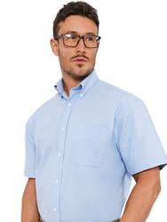 Absolute Apparel Mens Short Sleeved Oxford Shirt (Light Blue)