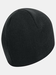 Adults Cap Knitted Ski Hat Without Turn Up - Black