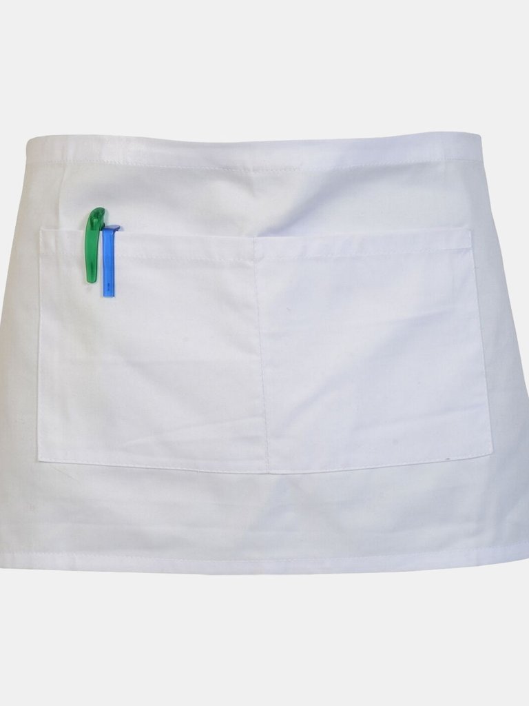 Adults Workwear Waist Apron With Pocket In White - One Size - White