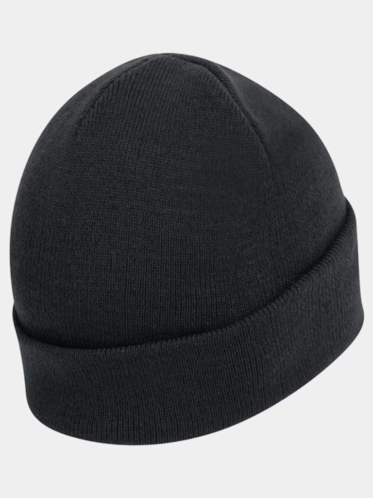 Knitted Turn Up Ski Hat - Black