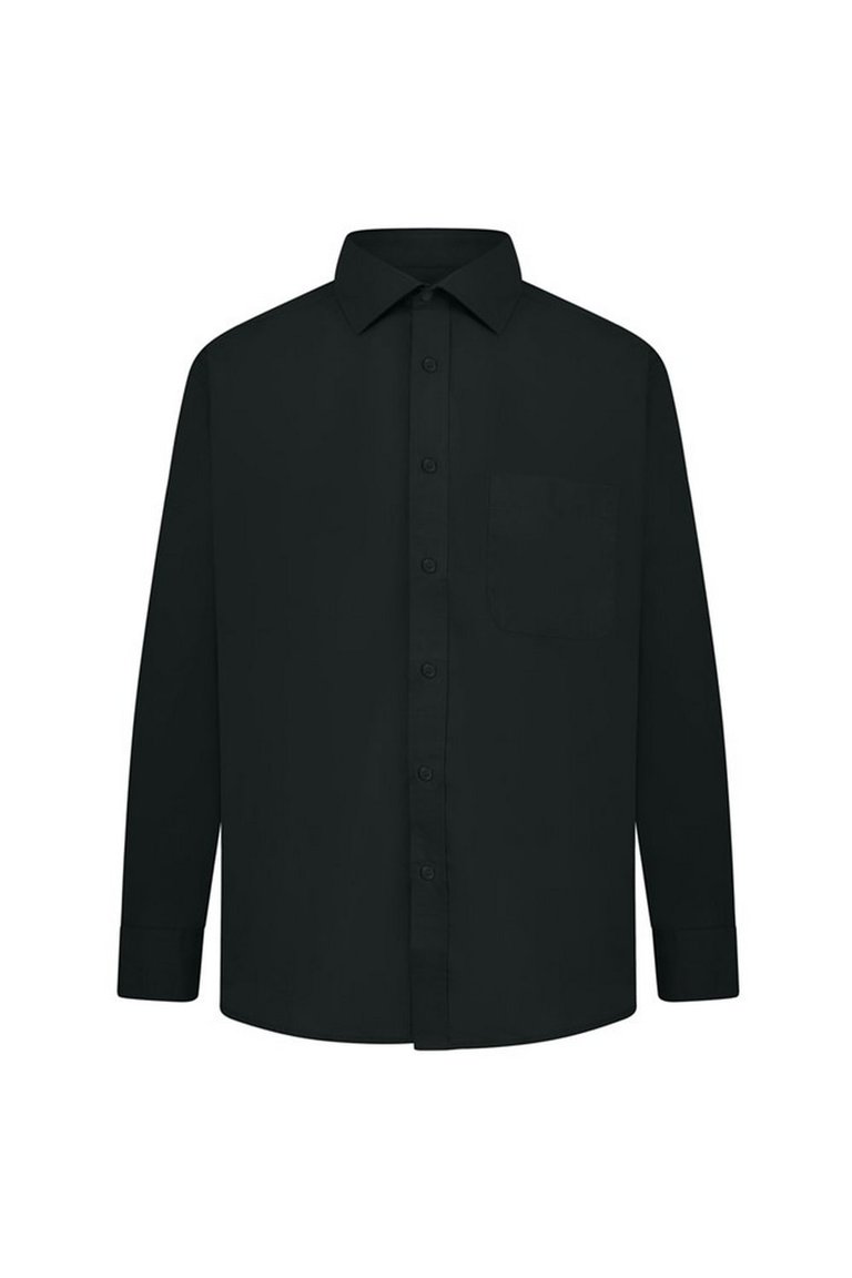Mens Long Sleeved Classic Poplin  Shirt - Black