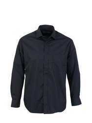 Mens Long Sleeved Classic Poplin  Shirt - Black